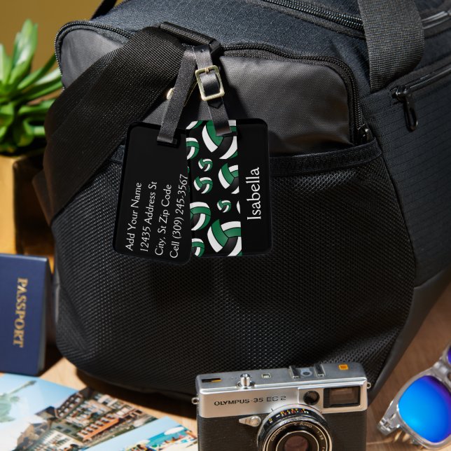 Green Volleyball Sportart Gepäckanhänger (Vorderseite & Rückseite)