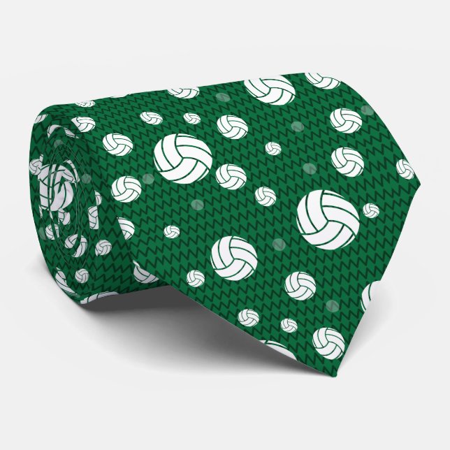 Green Volleyball Zickzack Gemustert Krawatte (Gerollt)