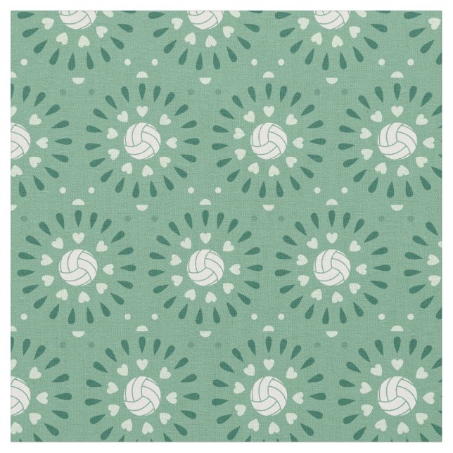 Green Volleyballs Kaleidoskop Muster Stoff (Nahaufnahme)