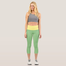Green w Yellow Fun Combo Capri Leggings