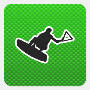 Green Wakeboarder Quadratischer Aufkleber