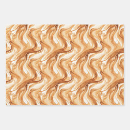 Green Warm Creamy Caramel Hearts Christmas Tree  Geschenkpapier Set