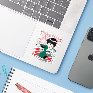 💪 Green Warrior Sticker – Anime-Inspired Ninja Vi