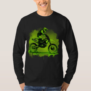 Green Water Color Dirt Bike T-Shirt