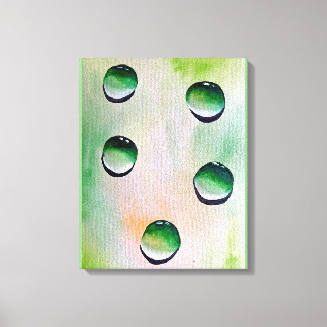 Green water drops art leinwanddruck (Vorderseite)