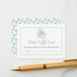Green Watercolor Baby Girl Diaper Raffle Card Begleitkarte