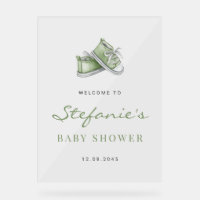 Green Watercolor Babyschuhe Kinderdusche