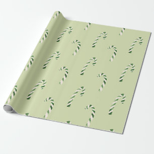 Green Watercolor Candy Canes Weihnachtsmuster Geschenkpapier