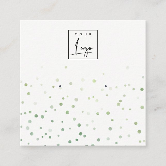 Green Watercolor Confetti-Logo Quadratische Visitenkarte (Vorderseite)