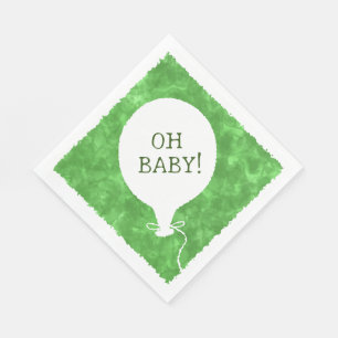 Green Watercolor Custom Text Baby Dusche Oh Baby Serviette