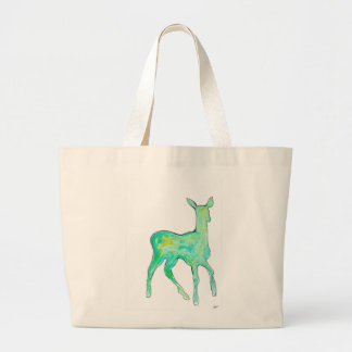 Green Watercolor Deer Bag Jumbo Stoffbeutel