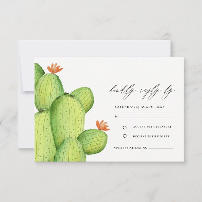 GREEN WATERCOLOR DESERT CACTUS BLUME UAWG RSVP KARTE (Vorderseite)