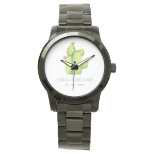GREEN WATERCOLOR DESERT CACTUS SAVE THE DATE GIFT ARMBANDUHR