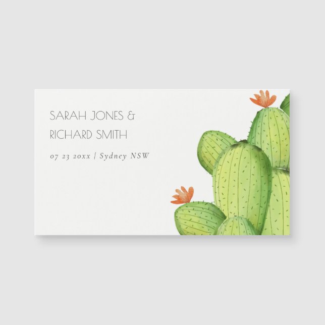 GREEN WATERCOLOR DESERT CACTUS SAVE THE DATE MAGNETKARTE (Vorderseite)