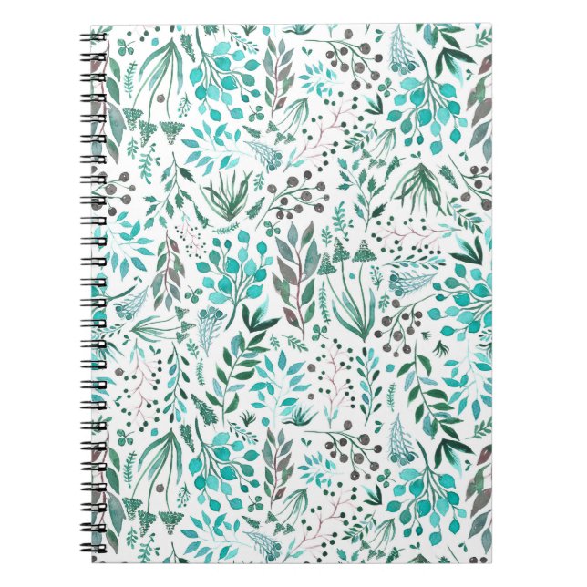 Green Watercolor Foliage Notizblock (Vorderseite)