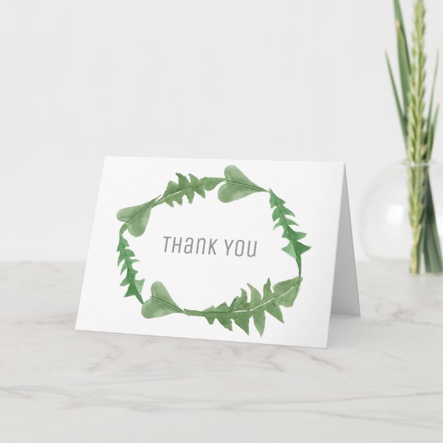 Green Watercolor Foliage Wedding Vielen Dank Dankeskarte (Vorderseite)
