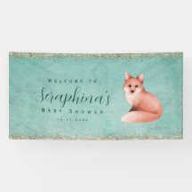 Green Watercolor Fox Gold Glitzern Kinderdusche Ve