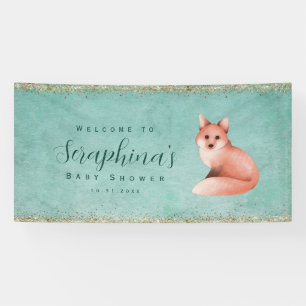 Green Watercolor Fox Gold Glitzern Kinderdusche Ve Banner