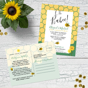 Green Watercolor Hummel Bee 🐝 Budget Baby Dusche Postkarte