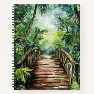 GREEN WATERCOLOR JUNGLE BRIDGE NOTIZBUCH