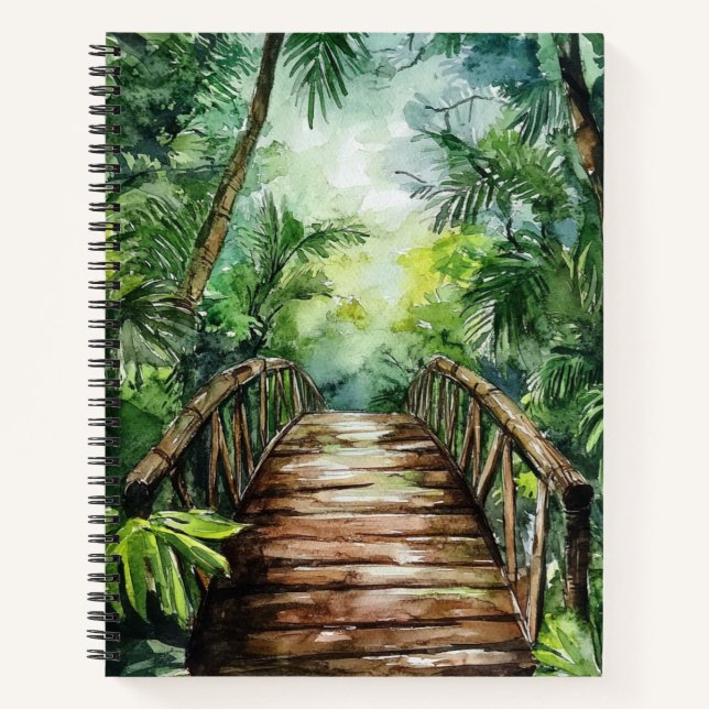 GREEN WATERCOLOR JUNGLE BRIDGE NOTIZBUCH (Vorderseite)
