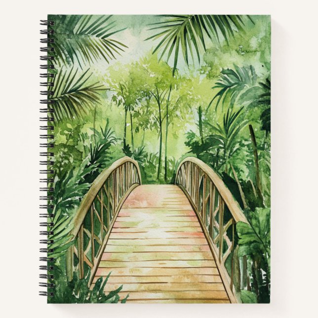 GREEN WATERCOLOR JUNGLE BRIDGE NOTIZBUCH (Vorderseite)