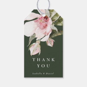 Green Watercolor Magnolia Floral Wedding Vielen Da Geschenkanhänger