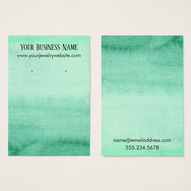 Green Watercolor Ombre Earring Display Card (Vorne & Hinten)