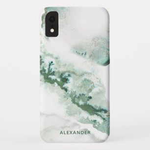 Green Watercolor Ombre Marble Monogram Case-Mate iPhone Hülle