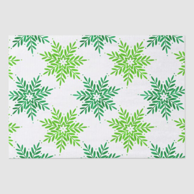 Green Watercolor Snowflake Muster Seidenpapier (Vorderseite)
