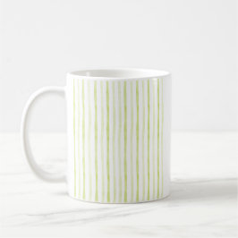 Green Watercolor Stripes and Rose Flower Kaffeetasse