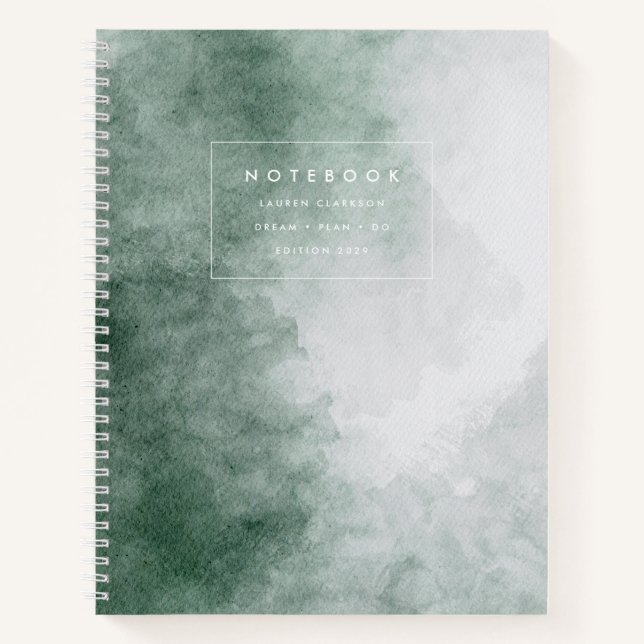 Green Watercolor Texture Notebook Notizbuch (Vorderseite)