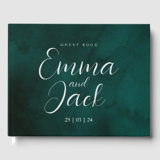 Green Watercolor Wedding Guest Book Gästebuch