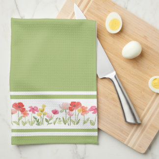 Green Watercolor Wildblume Küchentücher