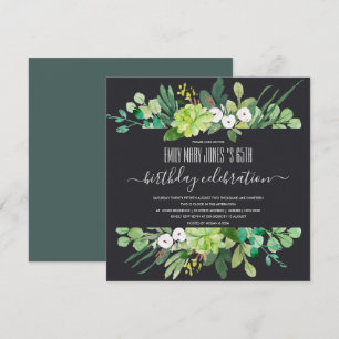 GREEN WATERCOLOR WREATH FOLIAGE ALTER GEBURTSTAG EINLADUNG