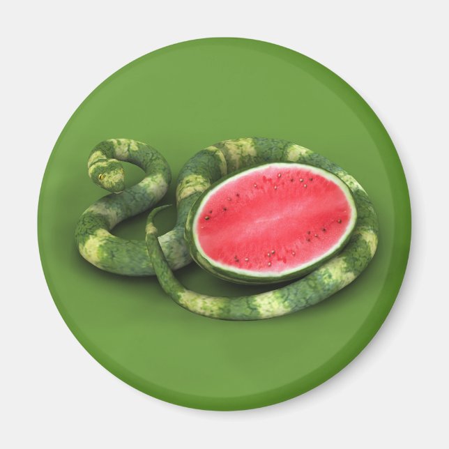 Green Watermelon Snake Magnet (Vorne)
