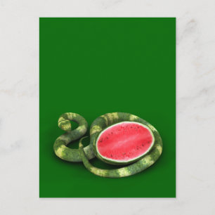 Green Watermelon Snake Postkarte