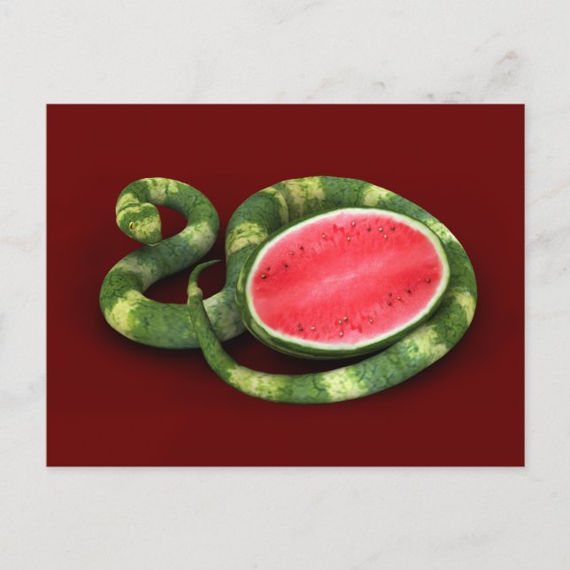 Green Watermelon Snake Postkarte (Vorderseite)