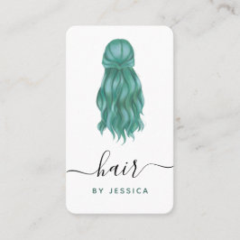 Green Wavy Hair Fairstylist Logokombination Social Visitenkarte
