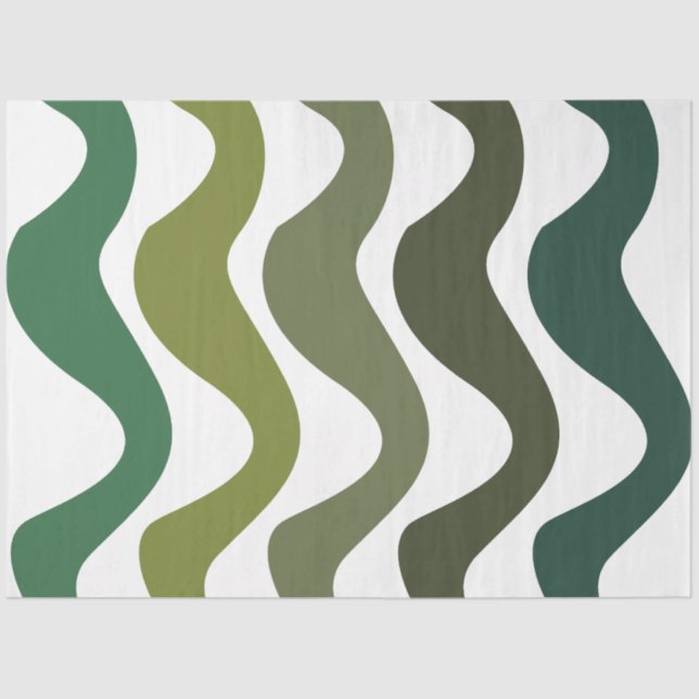 Green Wavy Stripes Seidenpapier (Vorderseite)