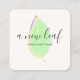 Green Wcolor Leaf Square Business Card Quadratische Visitenkarte
