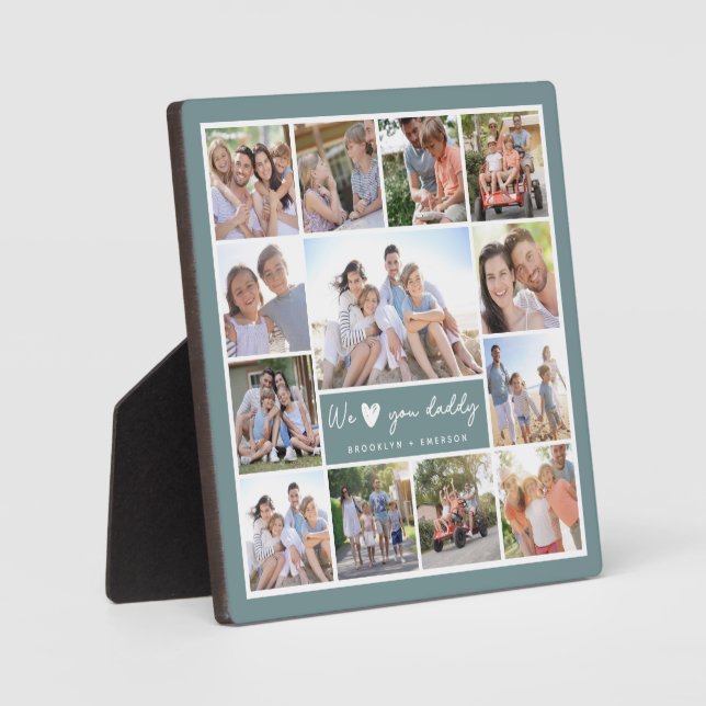 Green We Liebe You Daddy | 13 FotoCollage Fotoplatte (Vorderseite)