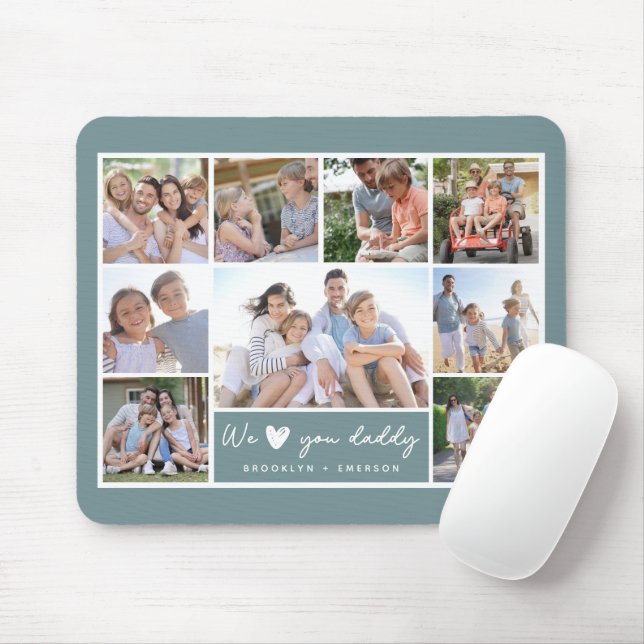 Green We Liebe You Daddy | 9 FotoCollage Mousepad (Mit Mouse)