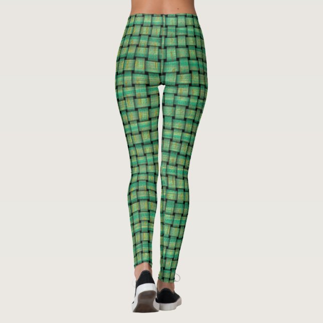 Green Weave Muster für benutzerdefinierte Leggings (Rückseite)
