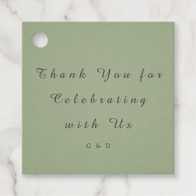 Green Wedding Favor Tag Template Geschenkanhänger (Vorderseite)
