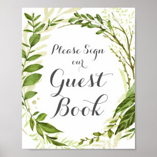 Green Wedding Guest Book Sign, Rustikale Grüne Poster
