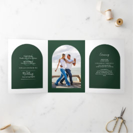 GREEN Wedding Invite Program Menu UAWG Foto Dreifach Gefaltete Einladung