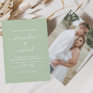 Green Wedding mit Foto Einladung Flyer