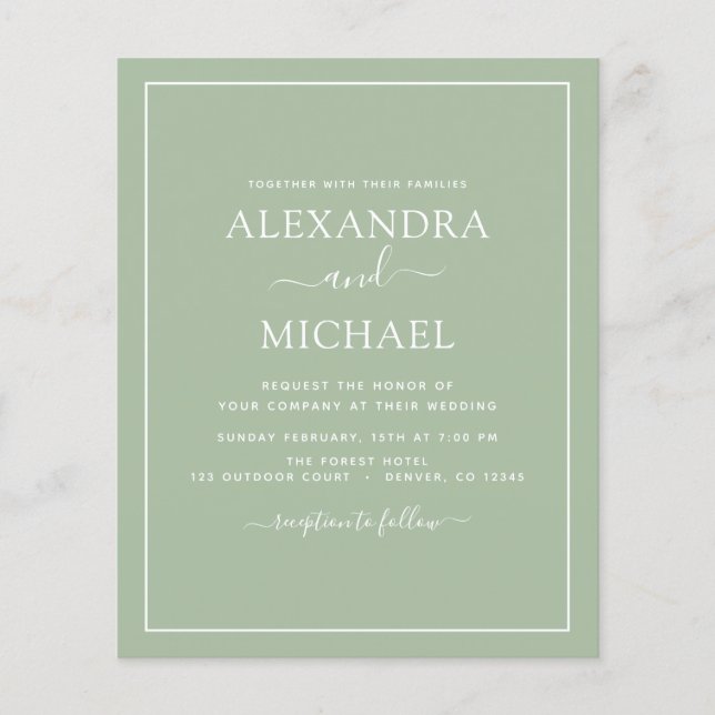 Green Wedding Modern Typografy Flyer (Vorne)