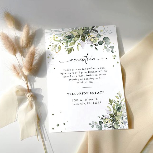 Green Wedding Reception Enclosure Card Begleitkarte (Von Creator hochgeladen)